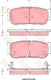 Комплект тормозных колодок задн., SSANGYONG KYRON, REXTON / REXTON II, REXTON W / REXTON, RODIUS I, RODIUS II, STAVIC 2.0D-3.2 12.03- TRW GDB3413