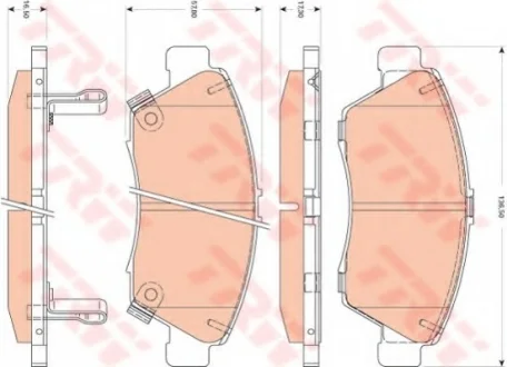 Комплект передних тормозных колодок (с комплектующими.), HONDA CIVIC VIII 1.3H 01.06-12.12 TRW GDB3478