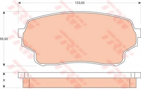 Комплект гальмівних колодок переднього., SUZUKI GRAND VITARA I, XL-7 2.0D/2.7 02.01-08.06 TRW GDB3490