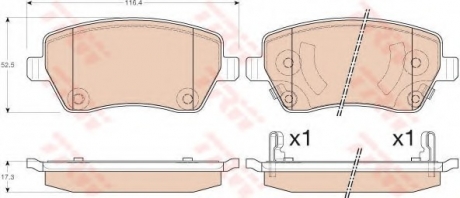 Комплект тормозных колодок, дисковый тормоз TRW GDB3546