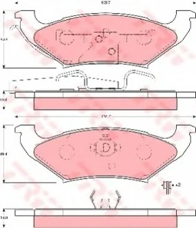 Комплект тормозных колодок задн., CHRYSLER GRAND VOYAGER III, VOYAGER III DODGE CARAVAN LINCOLN CONTINENTAL, CONTINENTAL TOWN CAR, TOWN CAR II PLYMOUTH VOYAGER 2.0-4.6 10.90-12.02 TRW GDB4045