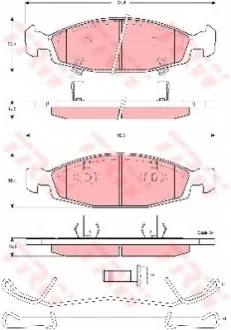 Комплект гальмівних колодок переднього., JEEP CHEROKEE, GRAND CHEROKEE II 2.5-4.7 01.88-09.05 TRW GDB4120