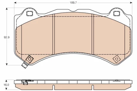Комплект тормозных колодок переднего., CHEVROLET CAMARO, CORVETTE DODGE CHALLENGER JEEP GRAND CHEROKEE, GRAND CHEROKEE IV NISSAN GT-R 2.0-6.4 12.07- TRW GDB4450