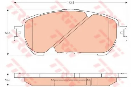 Комплект тормозных колодок переднего., LEXUS ES TOYOTA ALPHARD I, AVALON, CALDINA, CAMRY, PREVIA II, SIENNA, SOLARA, TACOMA, WINDOM 2.0-4.0 02.00- TRW GDB3610