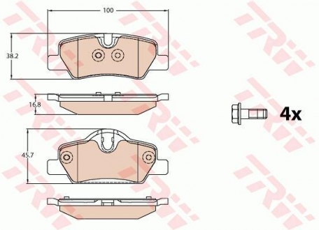 Комплект тормозных колодок, дисковый тормоз TRW GDB2088 (фото 1)