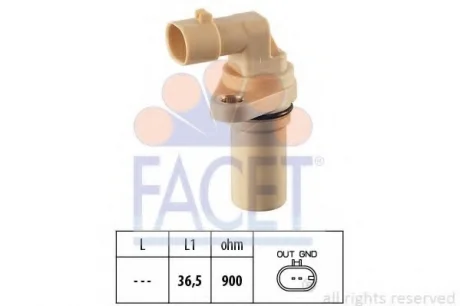 Датчик колінвала Fiat DOBLO, PUNTO, SEDICI 1.8/1.9D/2.4D 99- FACET 90379