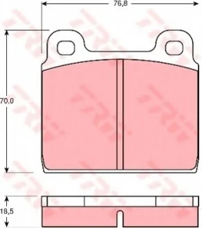 Комплект гальмівних колодок переднього., MERCEDES /8 (W114), /8 (W115) VW TRANSPORTER T2, TRANSPORTER T3 1.6-2.5 01.68-07.92 TRW GDB407