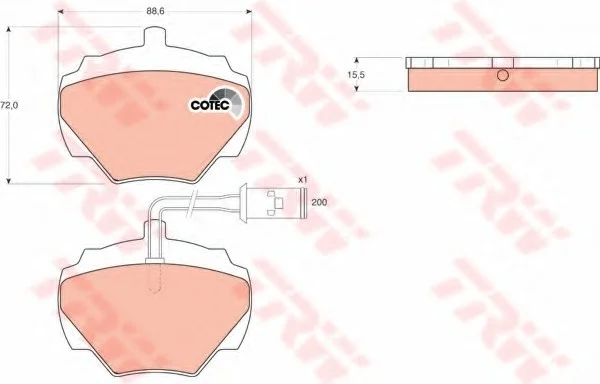 Комплект гальмівних колодок задній., LAND ROVER 90 I, DEFENDER, DISCOVERY I, RANGE ROVER I 2.0-4.3 08.81-02.16 TRW GDB976 (фото 1)
