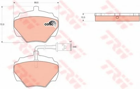 Комплект гальмівних колодок задній., LAND ROVER 90 I, DEFENDER, DISCOVERY I, RANGE ROVER I 2.0-4.3 08.81-02.16 TRW GDB976