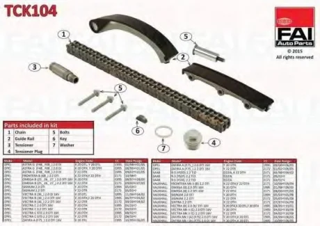 Комплект мети приводу розподільного валу FAI AUTOPARTS Fischer Automotive One (FA1) TCK104