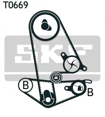 Комплект ГРМ (ремінь + ролик + водяний насос) HONDA ACCORD IV, ACCORD V, ACCORD VI, PRELUDE IV, PRELUDE V, SHUTTLE ROVER 600 I 1.8-2.3 01.90-12.01 SKF VKMC93600 (фото 1)