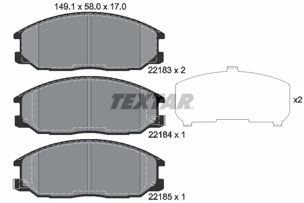 KLOCKI HAMULCOWE SSANGYONG REXTON W 12> TEXTAR 2218301 (фото 1)