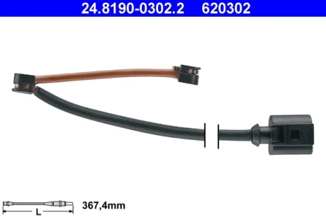 Датчик износа тормозных колодок передн AUDI A3, TT CUPRA CA, FORMENTOR, LEON, LEON SPORTSTOURER SEAT LEON, LEON SC, LEON SPORTSTOURER, LEON ST 1.4H-2.5 07.09- ATE 24819003022
