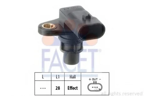 Датчик распредвала Opel Zafira/Insignia A/Astra H/J 1.9-2.4 03- FACET 90388