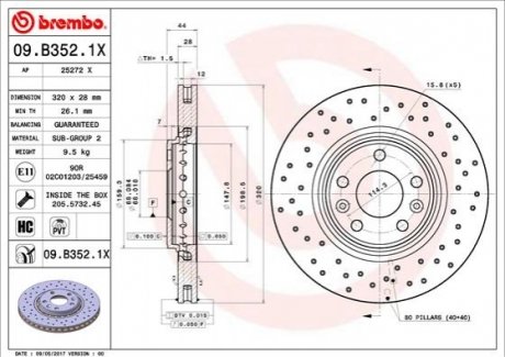 Гальмівні диски BREMBO 09B3521X (фото 1)