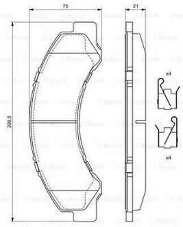 Дисковые тормозные колодки, комплект BOSCH 0986494677