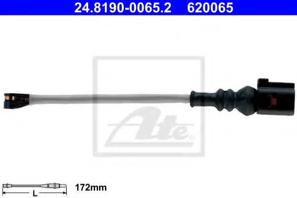 Датчик зносу гальмівних колодок, AUDI A3; SEAT Ateca, Leon, Tarraco; SKODA Karoq, Kodiaq, Octavia III/IV, Superb III; VW Golf VIII ATE 24819000652 (фото 1)