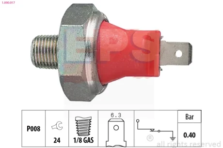 Датчик тиску масла Hyundai Pony/Accent/Toyota Corolla/Mitsubishi Outlander 2.0I/2.4I 02- EPS 1800017