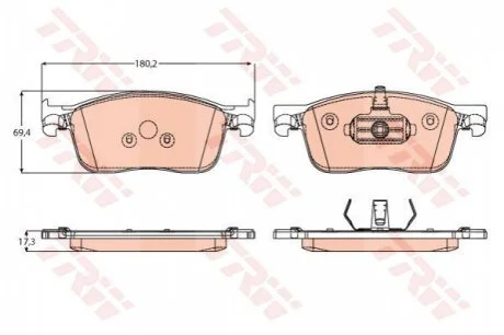 Гальмівні колодки дискові CITROEN/PEUGEOT Jumpy/Expert "F "16>> TRW GDB2169