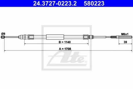Трос стояночного тормоза задн прав (1708мм) BMW 3 (E46) 1.6-3.2 12.97-12.07 ATE 24372702232