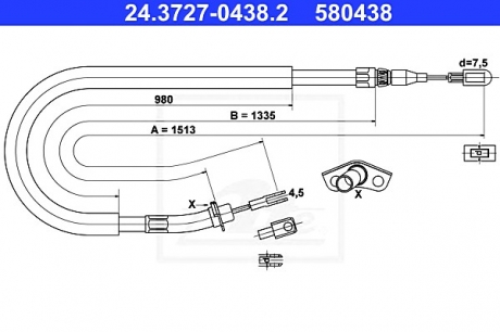 Трос, стояночная тормозная система ATE 24372704382 (фото 1)