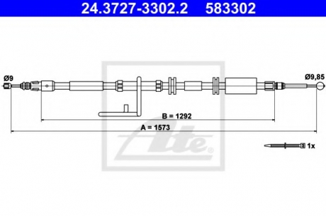 Трос, стояночная тормозная система ATE 24372733022 (фото 1)