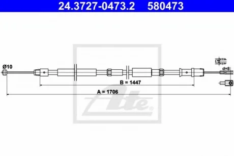 Трос ручного DB209-318, L=R 06- ATE 24372704732