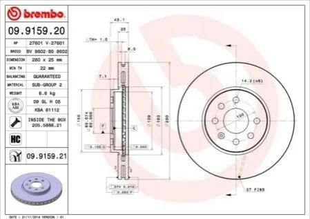 Гальмiвний диск BREMBO 09915921