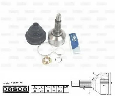 Шарнирный комплект, приводной вал PASCAL G10351PC