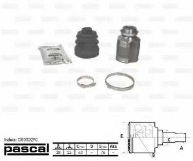 Шарнирный комплект, приводной вал PASCAL G80302PC