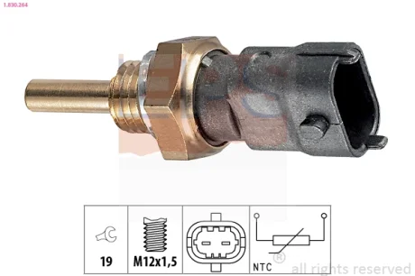 Датчик температури води Opel Astra G/H 1.6-2.0 00-/Combo 1.6-2.0CDTI 12-/Vectra B 1.8 96-03/Vectra C 1.8 02- EPS 1830264