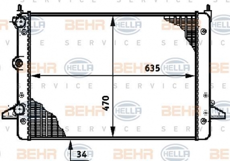 Радиатор, охлаждение двигателя HELLA 8MK376720501