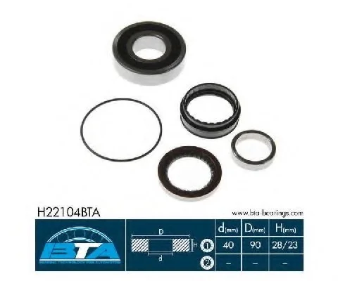Комплект підшипника колеса задн лів/прав (40x90x28) TOYOTA 4 RUNNER I, FORTUNER, HIACE III, HILUX III, HILUX IV, HILUX V, HILUX VII, TOYOACE 2.0-4.0 01.79- BTA H22104BTA (фото 1)