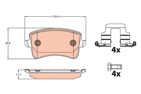 Тормозные колодки дисковые AUDI A4/A5/Q5 "R "07>> TRW GDB2107