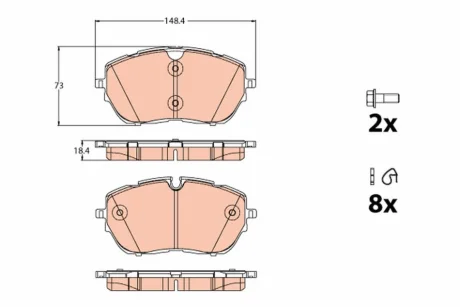 Гальмівні колодки дискові PEUGEOT 308/508 "F "13>> TRW GDB2121