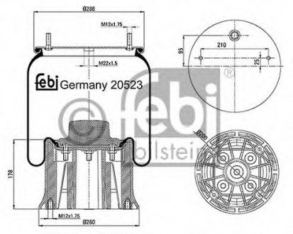 Кожух пневматической рессоры FEBI BILSTEIN 20523