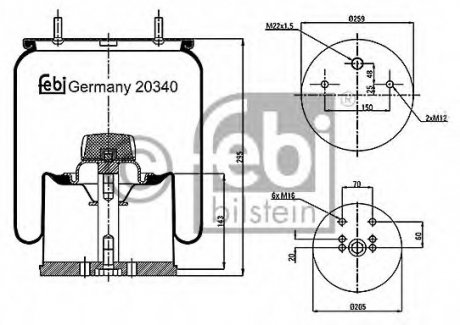 Кожух пневматической рессоры FEBI BILSTEIN 20340