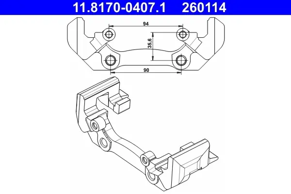 Скоба, суппорт тормоза задн MERCEDES SPRINTER 2-T (B901, B902), SPRINTER 3,5-T (B909), SPRINTER 3-T (B903) 2.1D-2.9D 01.95- ATE 11817004071 (фото 1)