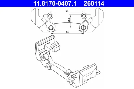 Скоба, суппорт тормоза задн MERCEDES SPRINTER 2-T (B901, B902), SPRINTER 3,5-T (B909), SPRINTER 3-T (B903) 2.1D-2.9D 01.95- ATE 11817004071