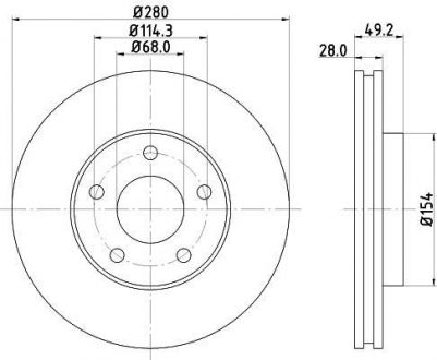 Tarcza hamulcowa 50343PRO_HC HELLA 8DD355127681