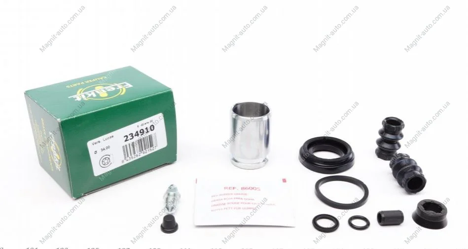 Ремкомплект гальмівного супорту AUDI A 2, TT NISSAN ALMERA RENAULT MEGANE, SCENIC SEAT AROSA, IBIZA, FRENKIT 234910 (фото 1)