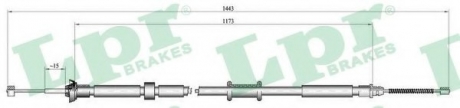Трос, стояночная тормозная система LPR C1023B (фото 1)