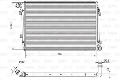 Радиатор двигателя (акпп/мкпп) AUDI A3 SEAT ALTEA, ALTEA XL, LEON, TOLEDO III SKODA OCTAVIA II, SUPERB II VW CADDY III, EOS, GOLF PLUS V, GOLF V, JETTA III, PASSAT B6, TOURAN 1.6-2.0D 05.03-07.15 Valeo 701664