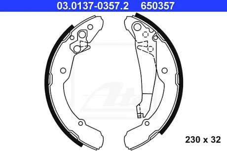 Тормозная колодка SEAT INCA SKODA OCTAVIA I, ROOMSTER, ROOMSTER PRAKTIK VW CADDY II 1.2-1.9D 11.95-05.15 ATE 03013703572