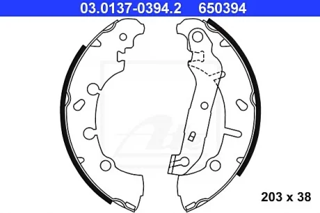 Колодки тормозные барабанные, FORD Courier, Fiesta, Fusion, Puma, 1.25-1.8, 95-12 ATE 03013703942