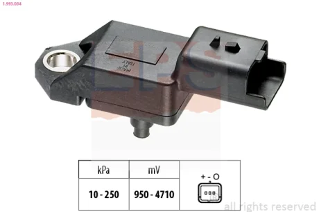 Датчик тиску повітря Citroen Berlingo, C3, C4, C5, Xsara/Picasso Peugeot 207-607 1.4 16V HDi-2.0 HDi 00- EPS 1993034