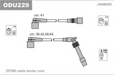 Комплект проводов зажигания Janmor ODU229 (фото 1)