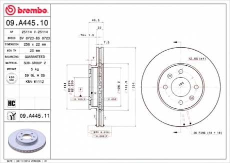 Гальмівний диск BREMBO 09A44511