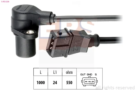 Датчик коленвала Opel Frontera B 98-/Daewoe Nubira 97-/Chevrolet Captiva 06- EPS 1953228
