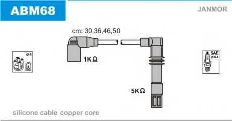 Комплект проводов зажигания Janmor ABM68